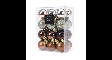 24x stuks mini kerstballen mix herfstkleuren kunststof 3 cm