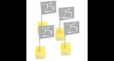 25 jaar thema feestartikelen - 50x stuks Cocktail prikkers - versiering - zilveren bruiloft