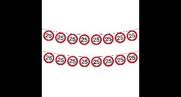 2x Vlaggenlijn versiering 25 jaar verkeersborden 10 meter