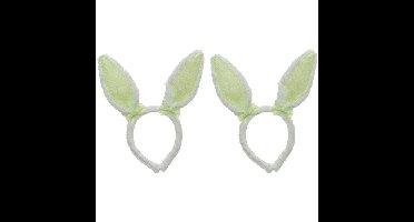 2x Wit/groene konijn/haas oren verkleed diademen kids/volwassen