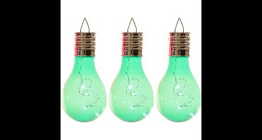 3x Buiten LED groene lampbolletjes solar verlichting 14 cm