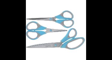 3x stuks scharen / scharenset 14 / 17 / 21 cm blauw