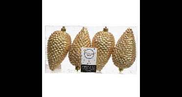 4x Gouden dennenappels kerstballen 12 cm kunststof glitter