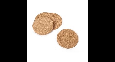 4x Ronde onderzetters van kurk 10 x 10 cm