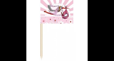 50x stuks cocktailprikkers geboorte meisje