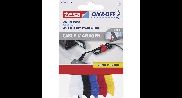5x Tesa klittenband voor kabels Cable Manager gekleurd 20 cm