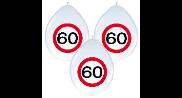 60 jaar verjaardag ballonnen - 8x stuks - verkeersborden - versiering
