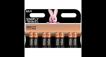 8x Duracell AA Simply batterijen alkaline LR6 MN1500 1.5 V