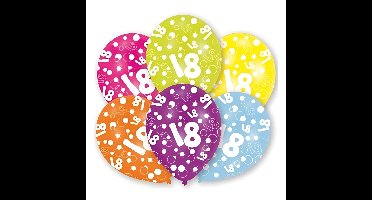 Ballonnen 18 jaar - 6x - 27 cm - verjaardag - leeftijd feestballonnen - Feestartikelen