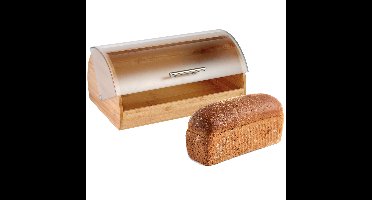 Bamboe houten broodtrommel met kunststof klep 38 cm