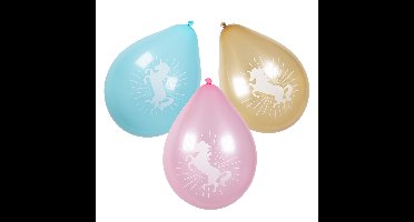Boland 6x Eenhoorn themafeest ballonnen - ca. 25 cm - Feestversiering en decoraties