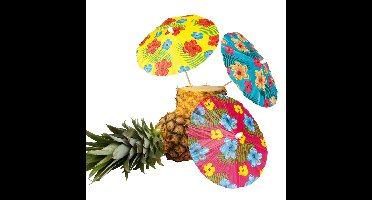 Boland mini parasols - 6x stuks - multi color - hawaii - tropisch thema - cocktail/ijsjes paraplu