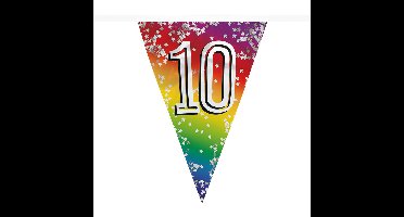 Boland Vlaggenlijn 10 jaar - 6 meter - glitter folie - slinger - 10e verjaardag versiering