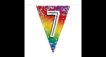 Boland Vlaggenlijn 7 jaar - 6 meter - glitter folie - slinger - 7e verjaardag versiering