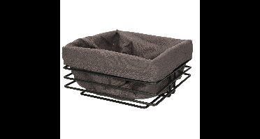 Broodmand/serveermand - zwart - metaal/katoen - 23 cm