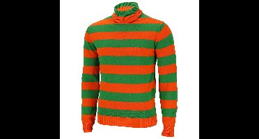 Carnaval verkleed trui Tilburg - col - oranje/groen gestreept - dames / heren - turtleneck
