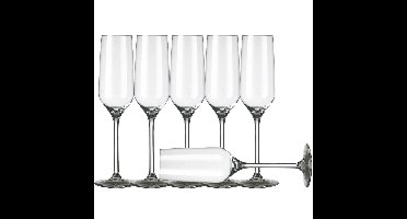 Champagneglazen/flutes Carre - 6x stuks - 220 ml - Champagne drinken - Champagneglazen van glas