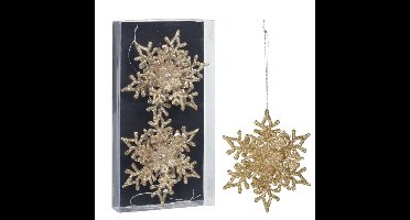 Christmas Decoration kersthangers sneeuwvlokken- 2x - champagne