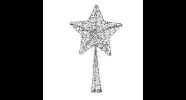 Cosy & Trendy Kerstboompiek - glitter - ster - zilver - 28 cm