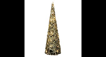 Countryfield LED kegel kerstboom lamp - goud - metaal - 80 cm - verlichte kerstboomkegel