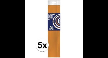 Crepe papier platte vellen - 5x - oranje - 250 x 50 cm - Knutselen met papier - Knutselspullen
