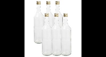 Decoratie flesjes - 6x - 1000 ml/1ltr met dop 8,5 x 31 cm - DIY glazen - cadeau