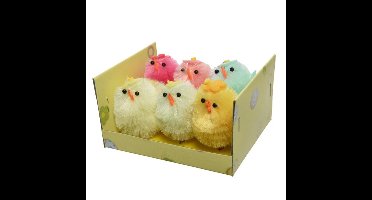 Decoris gekleurde paaskuikentjes - 4 cm - 6x stuks - Paasversiering / Paasdecoratie - kuiken minies