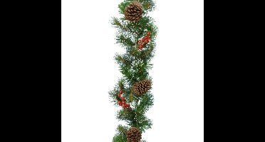 Decoris Guirlande - kerstslinger - groen - nepsneeuw en deco - 270 cm