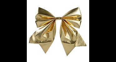 Decoris Kerst strik - goud - 20 x 24 cm - polyester - kerstversiering kerststrik