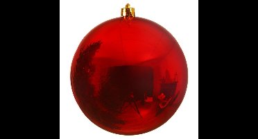 Decoris Kerstbal - rood - groot - 14 cm - kunststof - glans