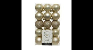 Decoris kerstballen - 30x st - champagne - D6 cm - kunststof - kerstversiering