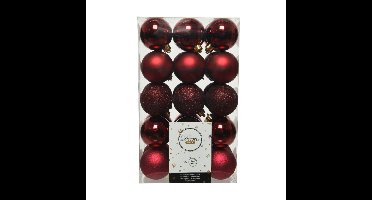 Decoris kerstballen - 30x st - donkerrood - D6 cm - kunststof - kerstversiering