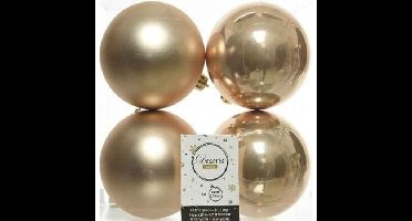 Decoris Kerstballen - 4x st - donker parel/champagne - D10 cm - kunststof - kerstversiering