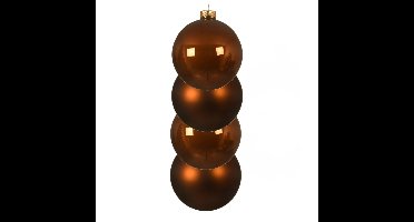Decoris kerstballen - 4x st - kaneel bruin - D10 cm - glas - kerstversiering