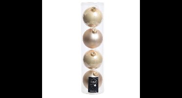 Decoris kerstballen - 4x st - licht champagne - D10 cm - glas - kerstversiering