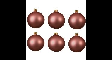 Decoris kerstballen - 6x - oudroze - 8 cm - glas - mat - velvet - kerstversiering
