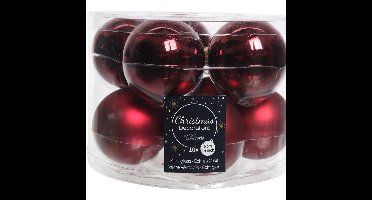 Decoris Kerstballen set - 10x stuks - donkerrood - glas - 6 cm