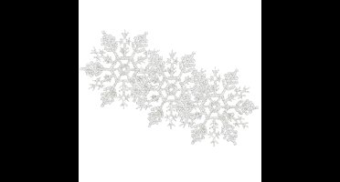 Decoris Kersthangers - sneeuwvlokken - 12x - wit - 10 cm