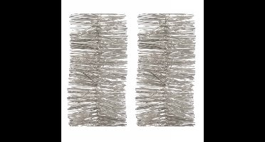 Decoris kerstslinger - 2x - zilver/champagne - 270 x 7 cm - folie/lametta - glans