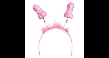 Diadeem/tiara met piemels - roze - plastic - L22 cm - bewegende piemels