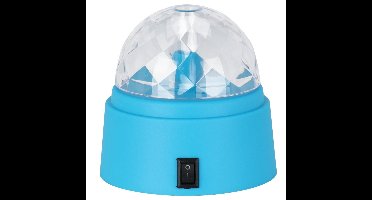 Disco lamp/licht - met 6 leds - draaiend/roterend met kleureffecten - kunststof - blauw