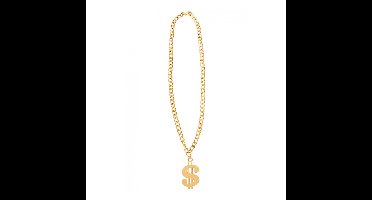 Dollar teken ketting/sieraad - goud - kunststof - pooier/gangster - carnaval/verkleed accessoires