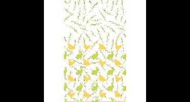 Duni Pasen tafelkleed/tafellaken konijnen en hanen - geel / groen - 138 x 220 cm - papier