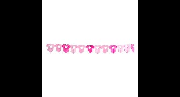 Folat baby thema slinger met rompertjes - 6m - geboorte versiering meisjes - roze - papier