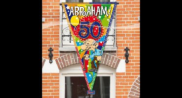 Folat Mega vlag Abraham - 90 x 150 cm - stof - 50 jaar - feestversiering - feestartikelen