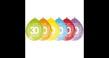 Folat party ballonnen- 30 jaar verjaardag cijfers - 8x stuks - versiering - 29 cm - feestartikelen