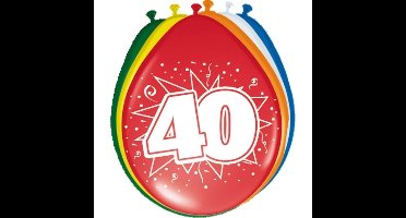 Folat Verjaardag leeftijd ballonnen 40 jaar - 16x - multi - 40 cm - feestartikelen/versieringen