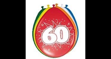 Folat Verjaardag leeftijd ballonnen - 60 jaar - 24x stuks - mix kleuren - feestartikelen/versiering