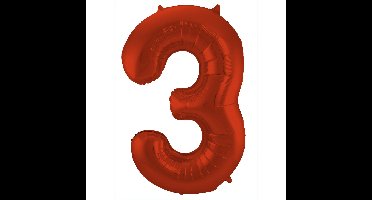 Folat Verjaardag Leeftijd folieballon - 3 jaar - rood - 86 cm - cijferballon groot