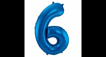 Folat Verjaardag Leeftijd folieballon - 6 jaar - blauw - 86 cm - cijferballon groot